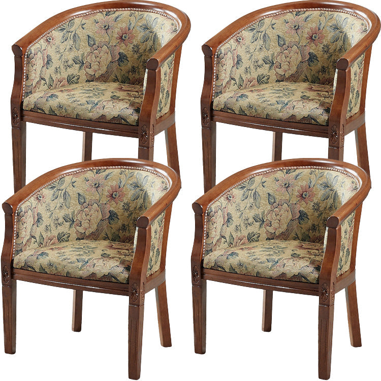 Modern Simple Arm Chair Wooden Frame Arm Dining Chair for Dining Room Yellow-Brown 4 Piece Set Clearhalo 'Dining Chairs' 'Dining Tables & Seating' 'dining_chair' 'furn' 'furn_dining_chair' 'Furniture' 'Kitchen & Dining Furniture' 7536872