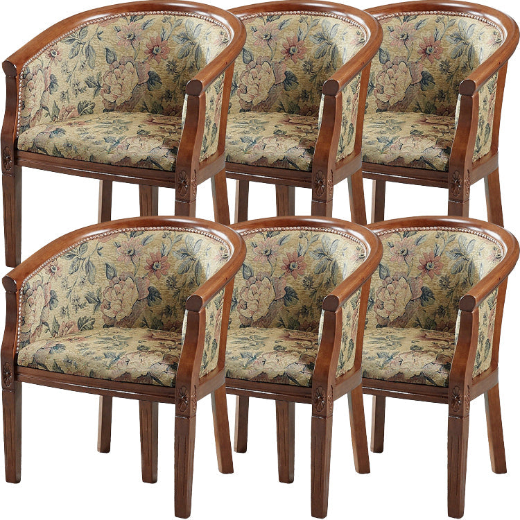 Modern Simple Arm Chair Wooden Frame Arm Dining Chair for Dining Room Yellow-Brown 6 Piece Set Clearhalo 'Dining Chairs' 'Dining Tables & Seating' 'dining_chair' 'furn' 'furn_dining_chair' 'Furniture' 'Kitchen & Dining Furniture' 7536873