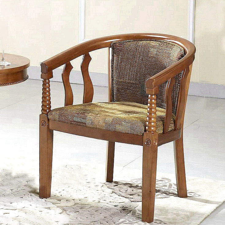 Modern Simple Arm Chair Wooden Frame Arm Dining Chair for Dining Room Tan 1 Piece Clearhalo 'Dining Chairs' 'Dining Tables & Seating' 'dining_chair' 'furn' 'furn_dining_chair' 'Furniture' 'Kitchen & Dining Furniture' 7536875
