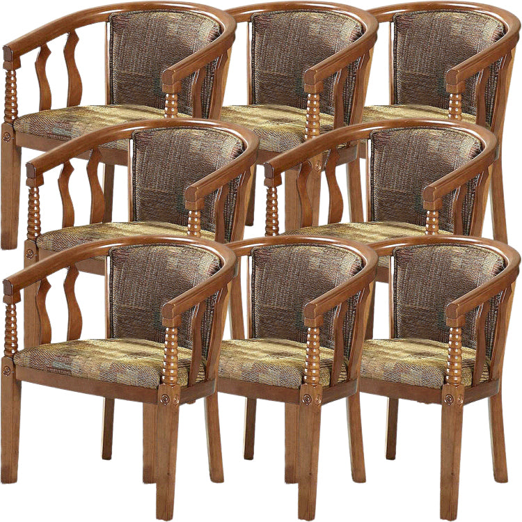 Modern Simple Arm Chair Wooden Frame Arm Dining Chair for Dining Room Tan 8 Piece Set Clearhalo 'Dining Chairs' 'Dining Tables & Seating' 'dining_chair' 'furn' 'furn_dining_chair' 'Furniture' 'Kitchen & Dining Furniture' 7536879