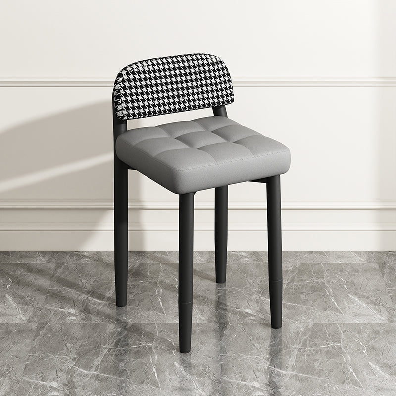 Modern Armless Backrest Cushion Chair with Metal Legs for Dining Room