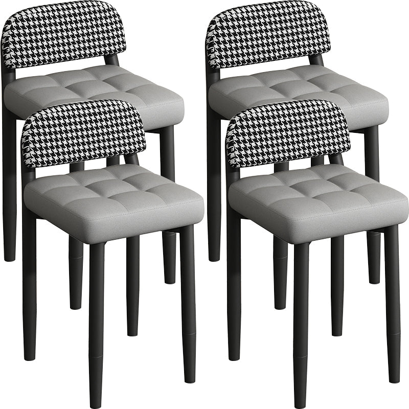 Modern Armless Backrest Cushion Chair with Metal Legs for Dining Room