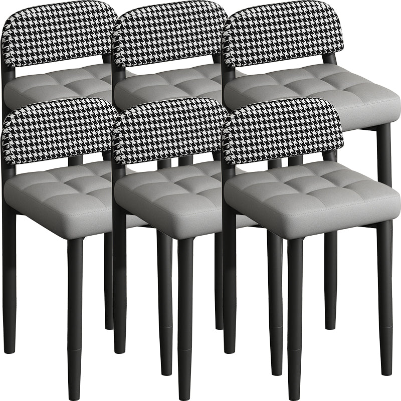 Modern Armless Backrest Cushion Chair with Metal Legs for Dining Room