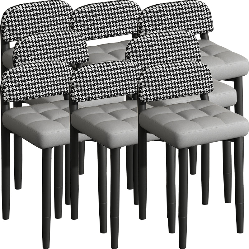 Modern Armless Backrest Cushion Chair with Metal Legs for Dining Room