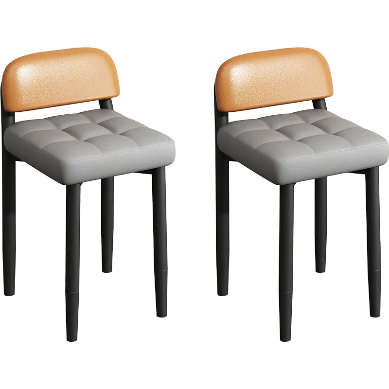 Modern Armless Backrest Cushion Chair with Metal Legs for Dining Room