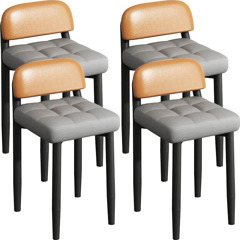 Modern Armless Backrest Cushion Chair with Metal Legs for Dining Room