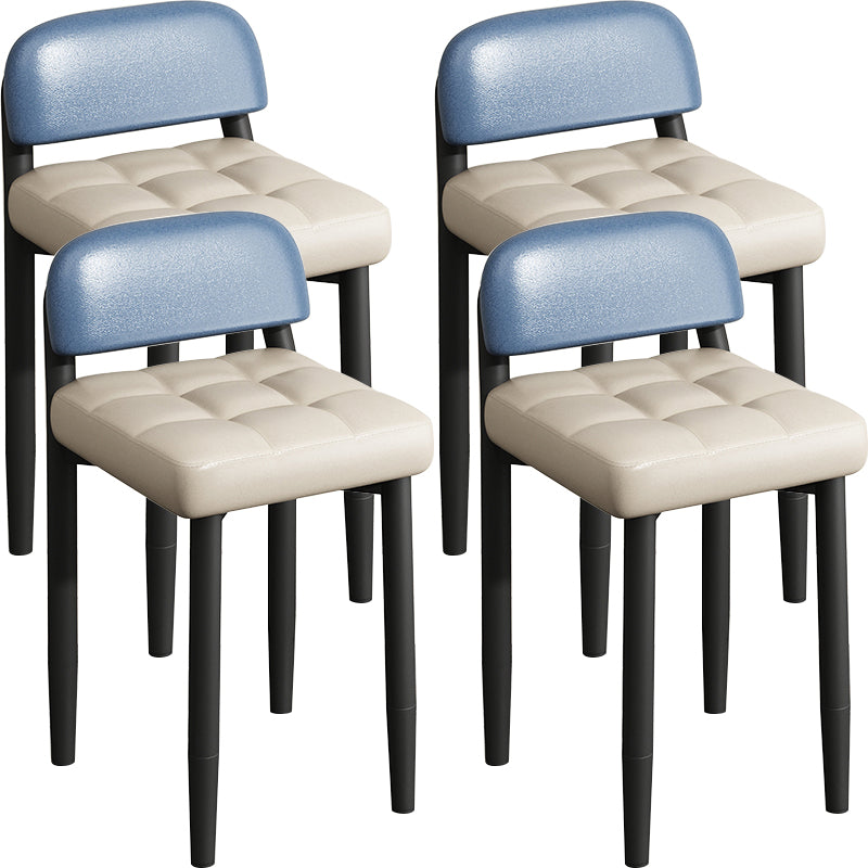 Modern Armless Backrest Cushion Chair with Metal Legs for Dining Room