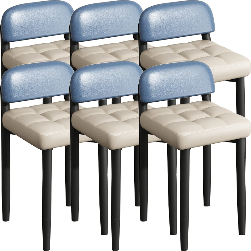 Modern Armless Backrest Cushion Chair with Metal Legs for Dining Room