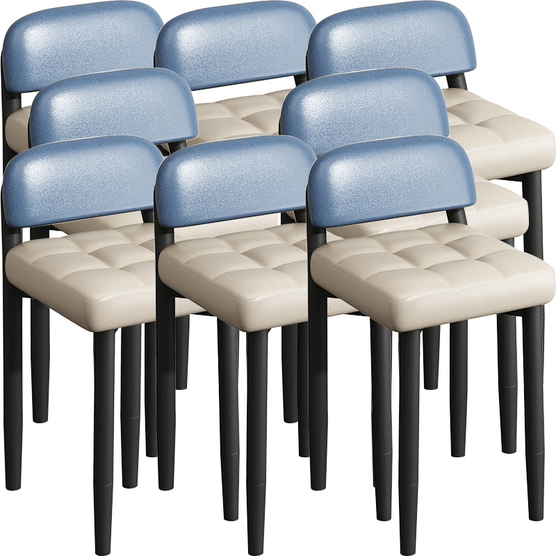 Modern Armless Backrest Cushion Chair with Metal Legs for Dining Room