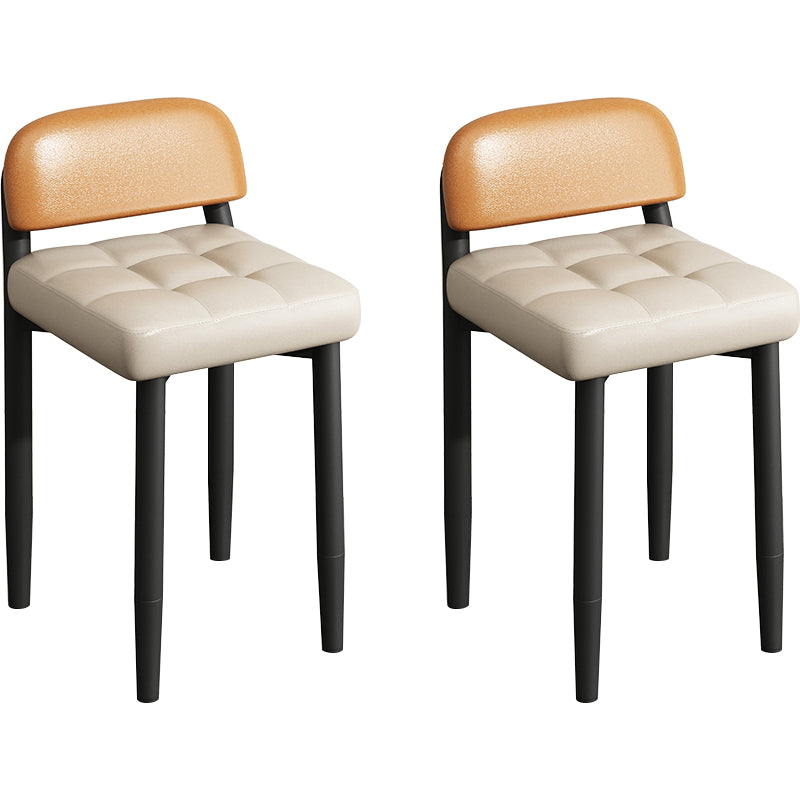 Modern Armless Backrest Cushion Chair with Metal Legs for Dining Room