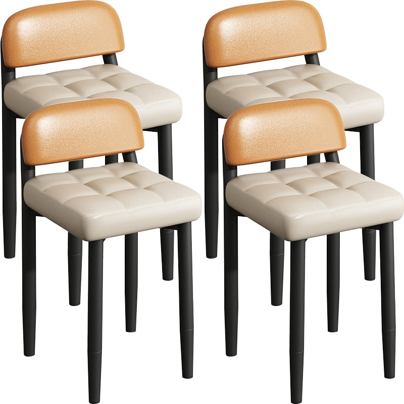 Modern Armless Backrest Cushion Chair with Metal Legs for Dining Room