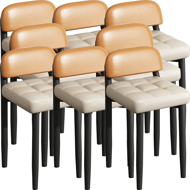 Modern Armless Backrest Cushion Chair with Metal Legs for Dining Room