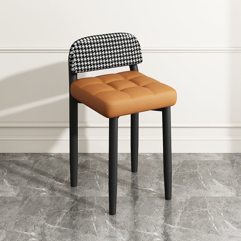 Modern Armless Backrest Cushion Chair with Metal Legs for Dining Room