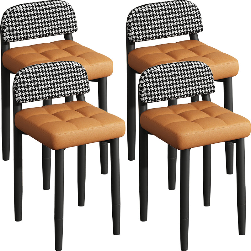 Modern Armless Backrest Cushion Chair with Metal Legs for Dining Room