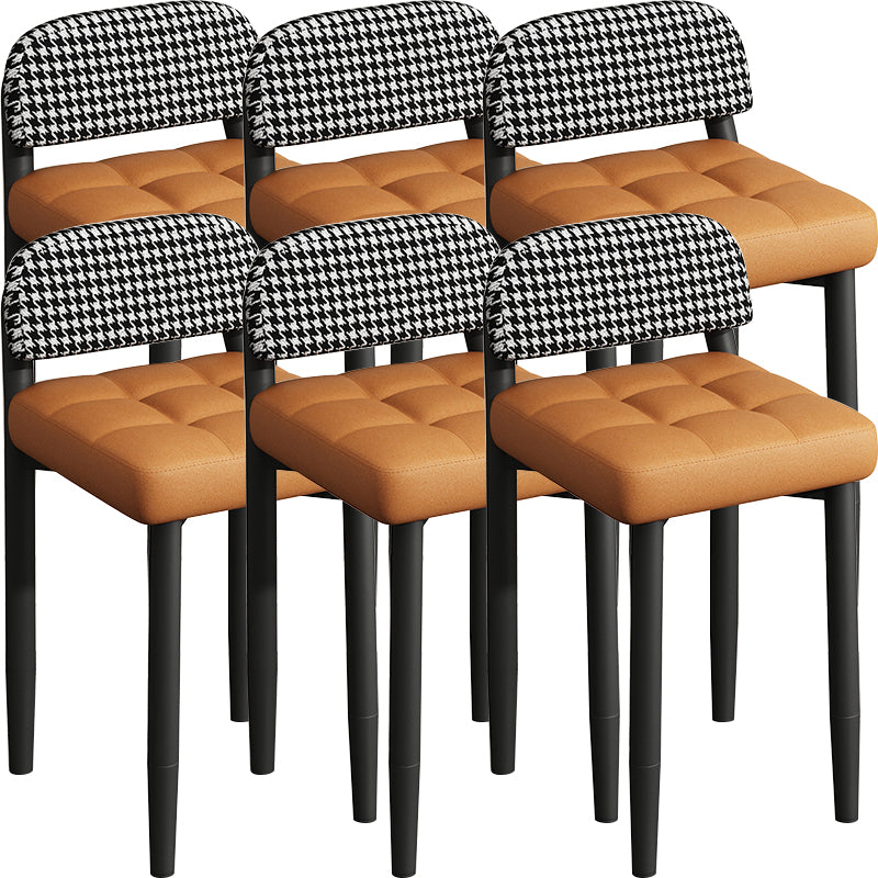 Modern Armless Backrest Cushion Chair with Metal Legs for Dining Room