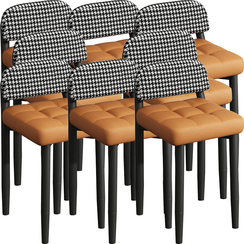 Modern Armless Backrest Cushion Chair with Metal Legs for Dining Room