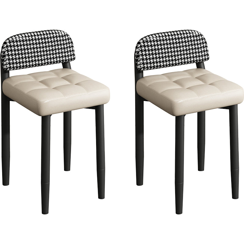 Modern Armless Backrest Cushion Chair with Metal Legs for Dining Room