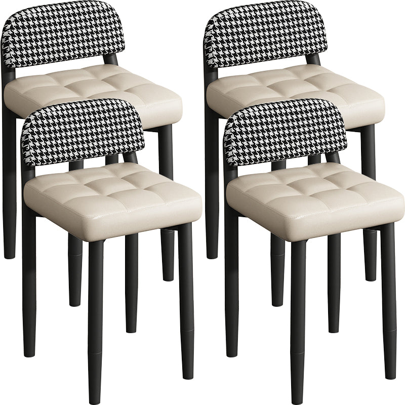 Modern Armless Backrest Cushion Chair with Metal Legs for Dining Room