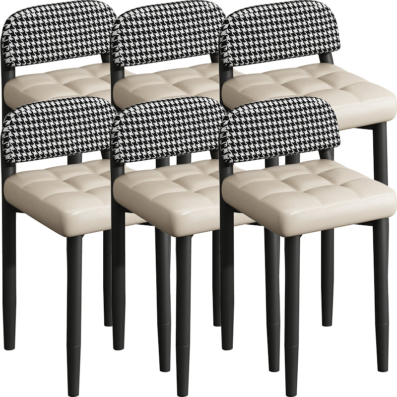 Modern Armless Backrest Cushion Chair with Metal Legs for Dining Room