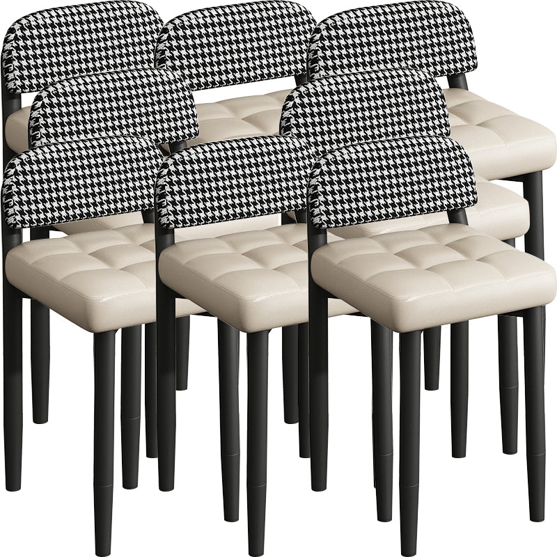 Modern Armless Backrest Cushion Chair with Metal Legs for Dining Room