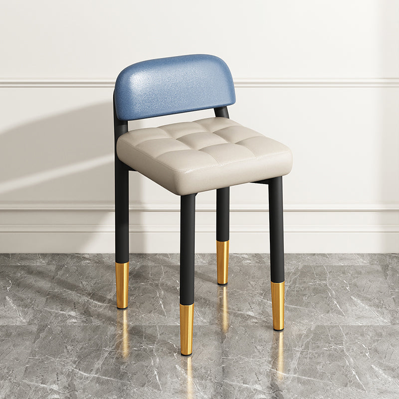 Modern Armless Backrest Cushion Chair with Metal Legs for Dining Room