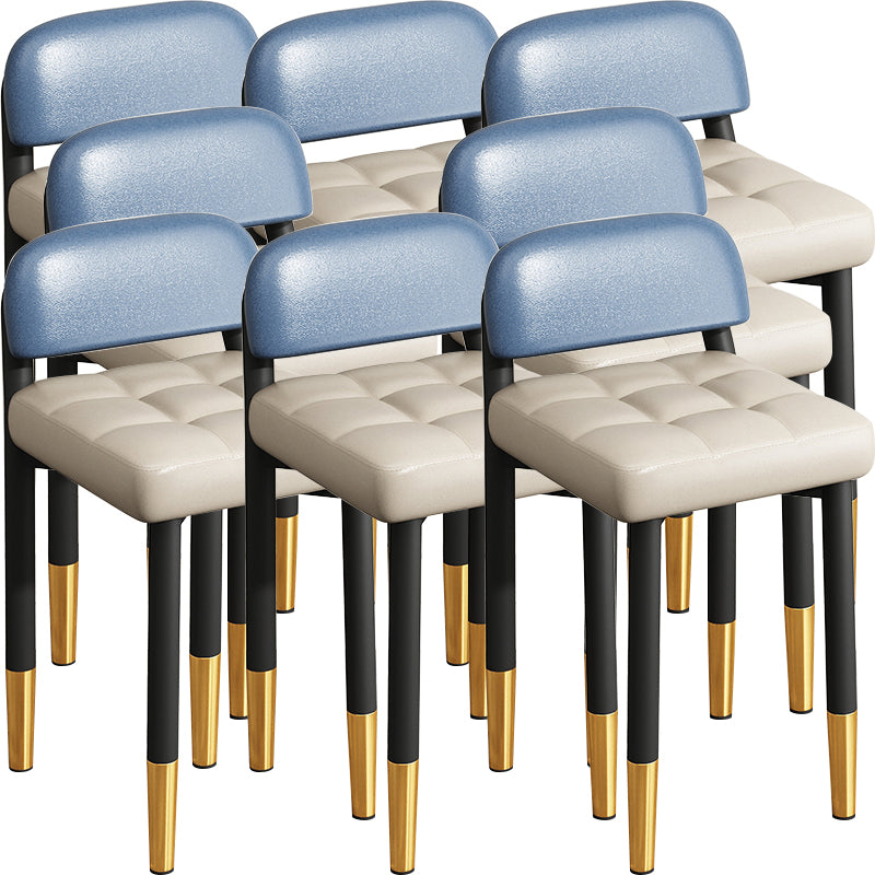 Modern Armless Backrest Cushion Chair with Metal Legs for Dining Room