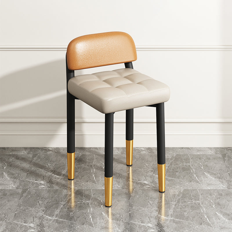 Modern Armless Backrest Cushion Chair with Metal Legs for Dining Room