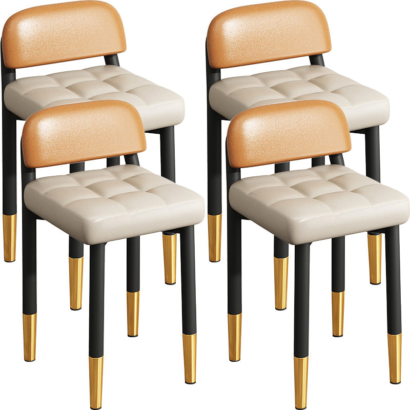 Modern Armless Backrest Cushion Chair with Metal Legs for Dining Room