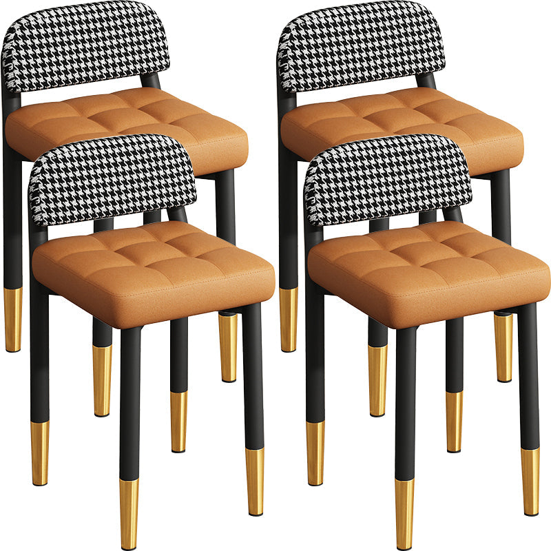 Modern Armless Backrest Cushion Chair with Metal Legs for Dining Room