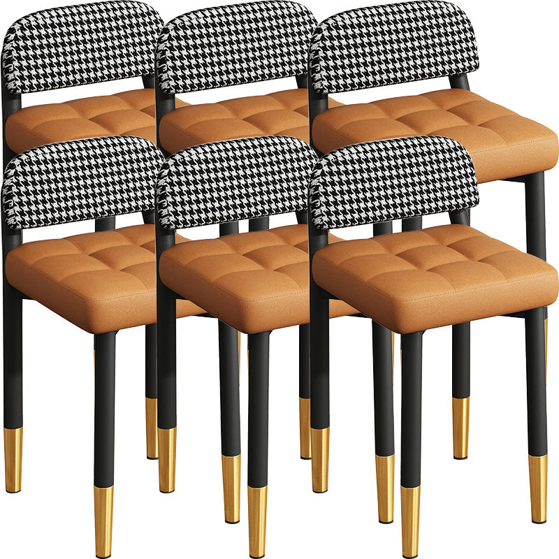Modern Armless Backrest Cushion Chair with Metal Legs for Dining Room
