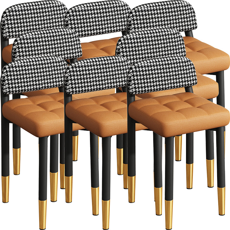 Modern Armless Backrest Cushion Chair with Metal Legs for Dining Room