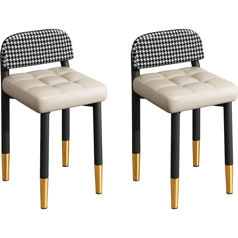 Modern Armless Backrest Cushion Chair with Metal Legs for Dining Room