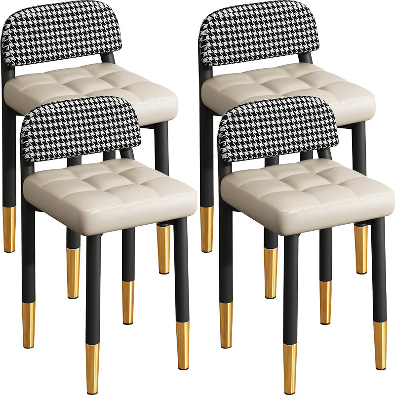 Modern Armless Backrest Cushion Chair with Metal Legs for Dining Room