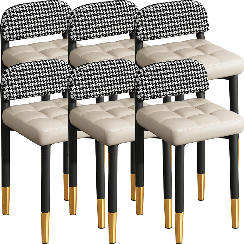 Modern Armless Backrest Cushion Chair with Metal Legs for Dining Room