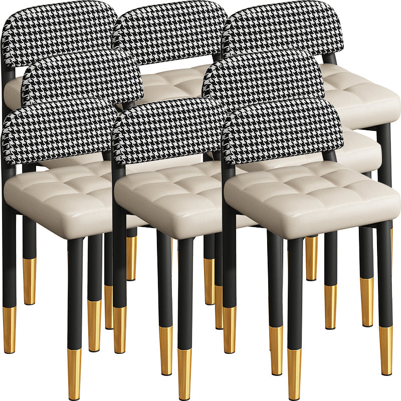 Modern Armless Backrest Cushion Chair with Metal Legs for Dining Room