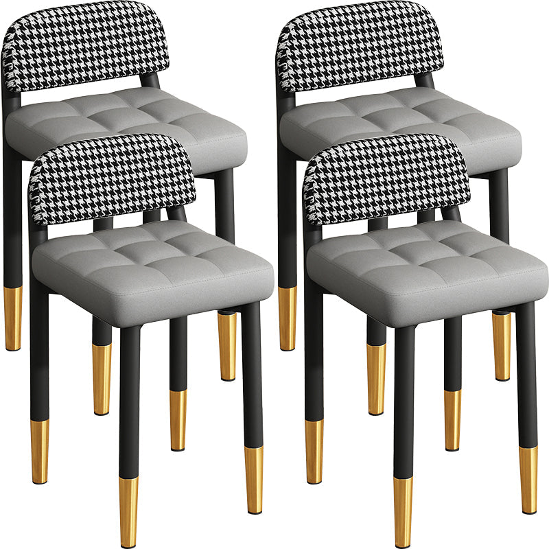 Modern Armless Backrest Cushion Chair with Metal Legs for Dining Room