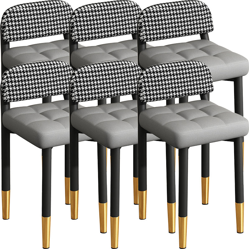 Modern Armless Backrest Cushion Chair with Metal Legs for Dining Room