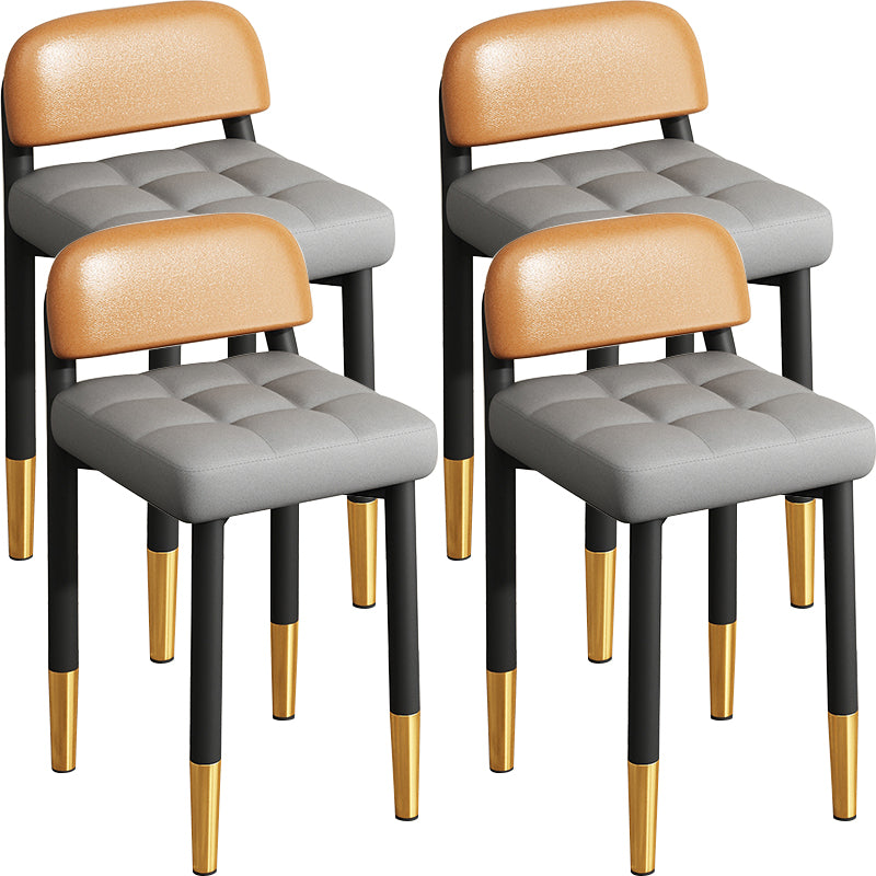 Modern Armless Backrest Cushion Chair with Metal Legs for Dining Room