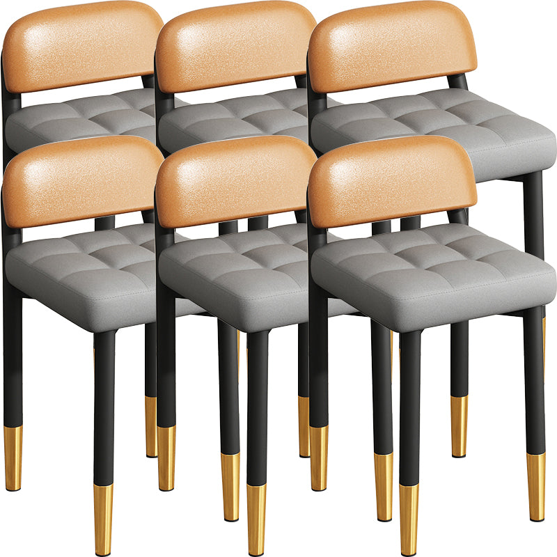 Modern Armless Backrest Cushion Chair with Metal Legs for Dining Room