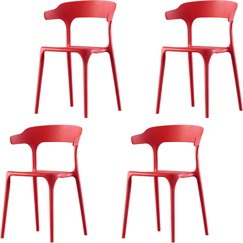 Silla de brazo de estilo moderno plástico silla de acento de comedor de espalda abierta para cocina