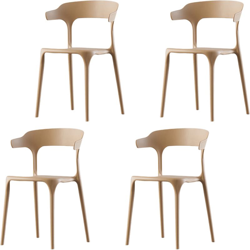 Silla de brazo de estilo moderno plástico silla de acento de comedor de espalda abierta para cocina