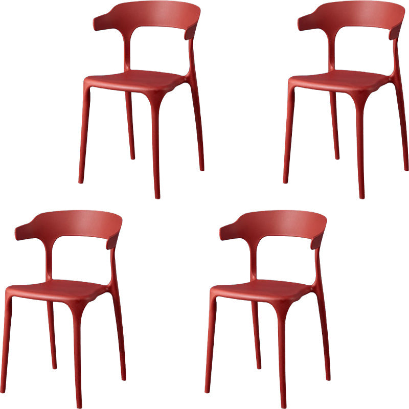 Silla de brazo de estilo moderno plástico silla de acento de comedor de espalda abierta para cocina