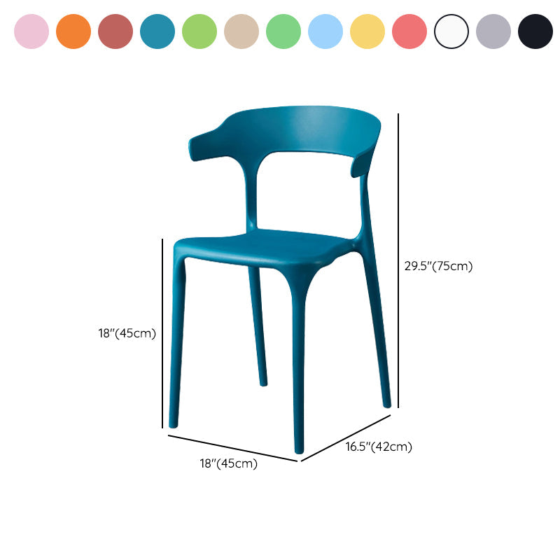 Silla de brazo de estilo moderno plástico silla de acento de comedor de espalda abierta para cocina