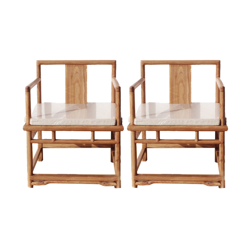 Traditional Style Brown Dining Chair Solid Wood Arm Chair for Home