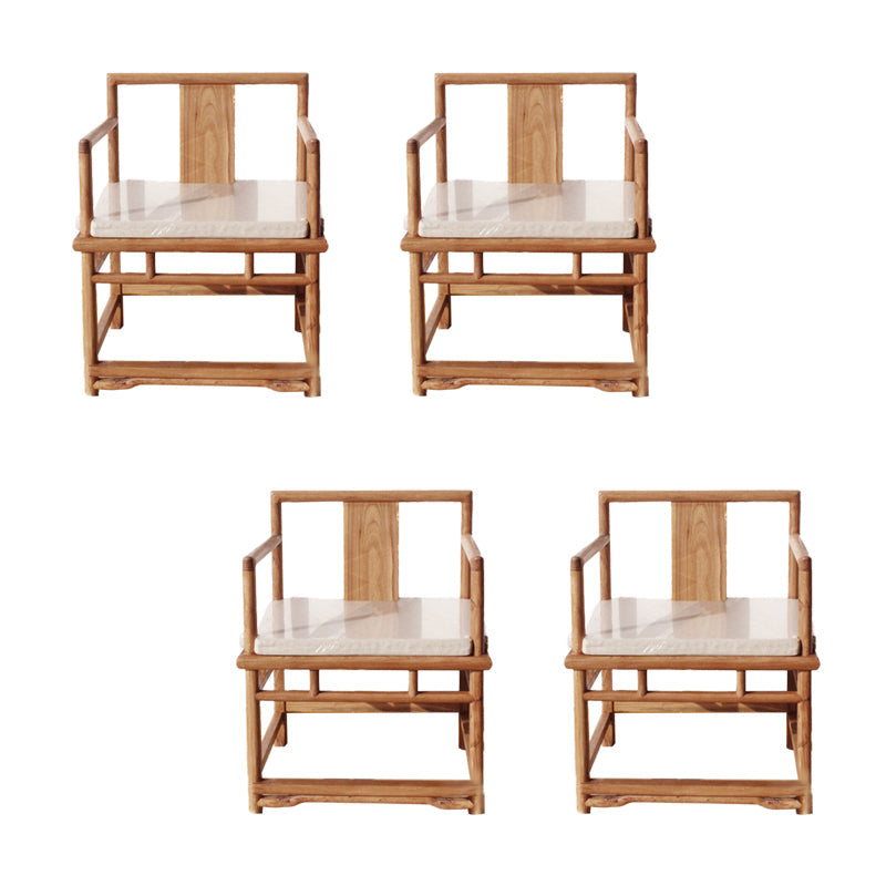 Traditional Style Brown Dining Chair Solid Wood Arm Chair for Home