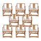 Traditional Style Brown Dining Chair Solid Wood Arm Chair for Home