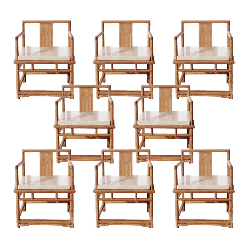 Traditional Style Brown Dining Chair Solid Wood Arm Chair for Home