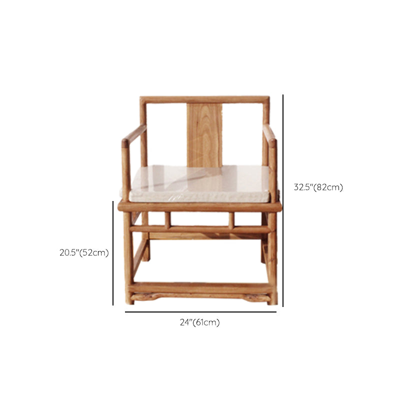 Traditional Style Brown Dining Chair Solid Wood Arm Chair for Home