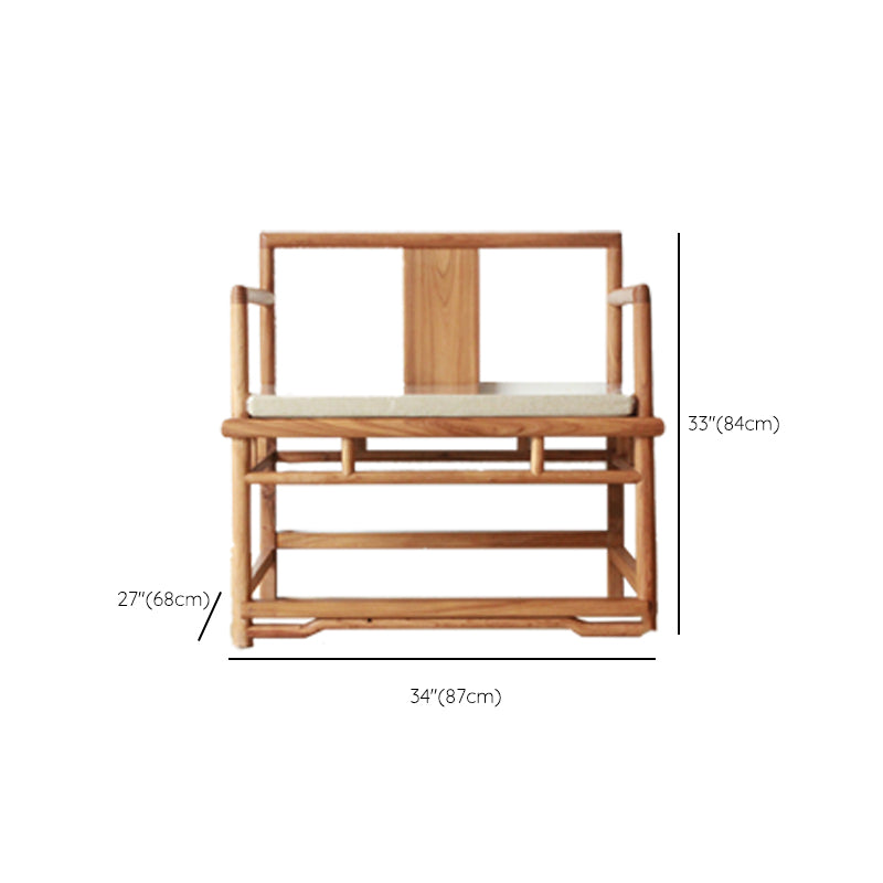 Traditional Style Brown Dining Chair Solid Wood Arm Chair for Home