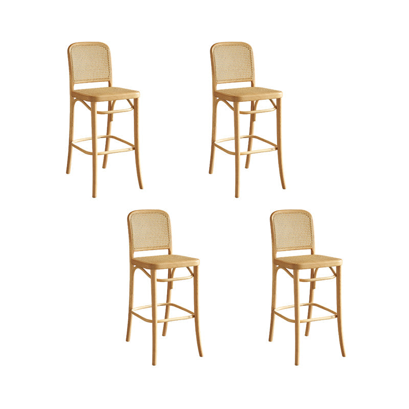 Tabouret de bar en rotin sans bras contemporain avec base de bois massif en cendres